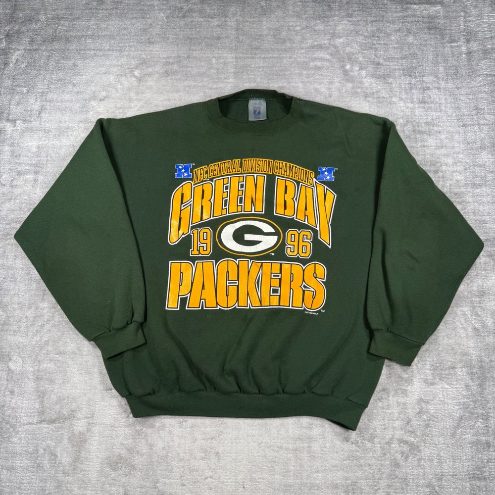 Green Bay Packers Sweatshirt Mens XL Green Vintage 1996 NFC Champions Crewneck